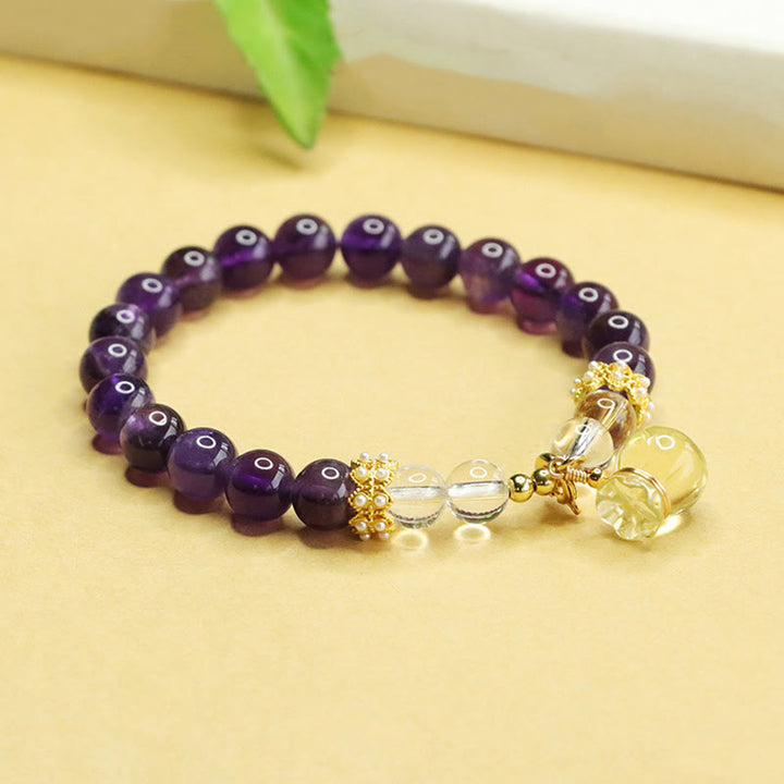 Buddha Stones Natural Amethyst Citrine Money Bag Balance Bracelet - image 5