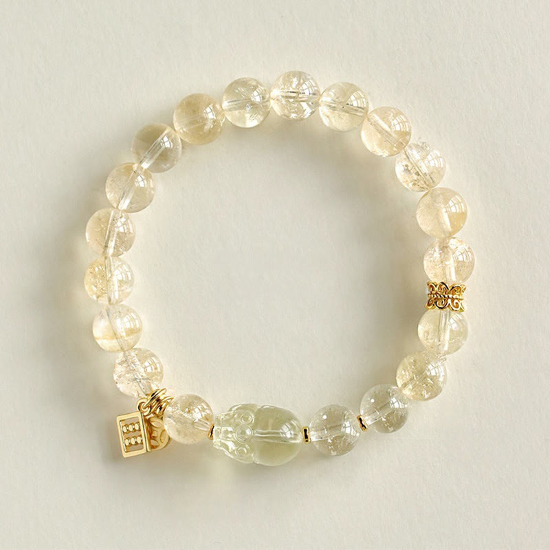 Buddha Stones Natural Citrine PiXiu Copper Coin Protection Bracelet - image 2