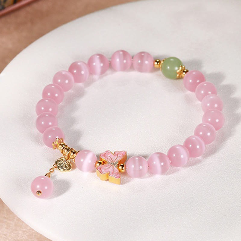 Buddha Stones 925 Sterling Silver Cat's Eye Hetian Jade Butterfly Peace Lock Charm Peace Bracelet - image 1