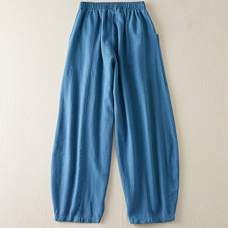 Buddha Stones Plain Color Cotton Linen Women's Pants With Pockets - image 17