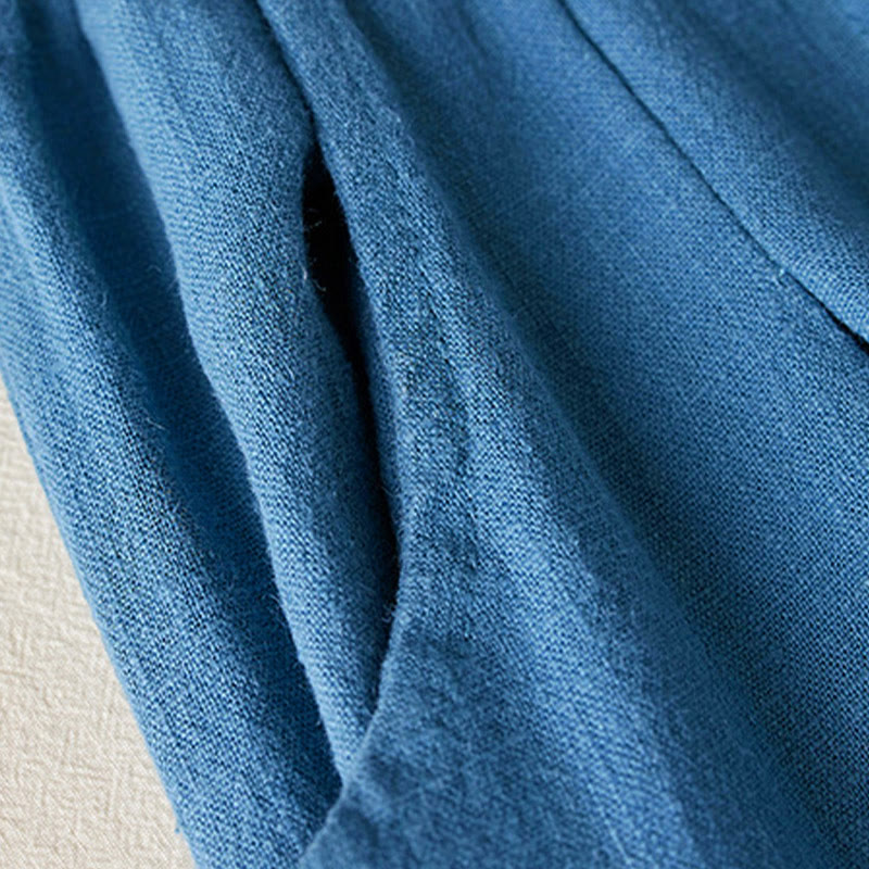 Buddha Stones Plain Color Cotton Linen Women's Pants With Pockets - image 21