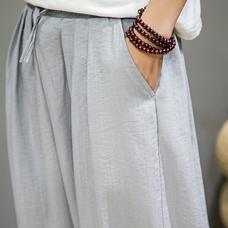 Buddha Stones Summer Plain Drawstring Men's Ankle-Length Harem Pants With Pockets - image 20