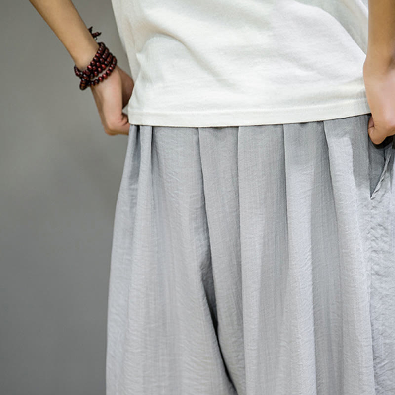 Buddha Stones Summer Plain Drawstring Men's Ankle-Length Cotton Harem Pants With Pockets - image 19