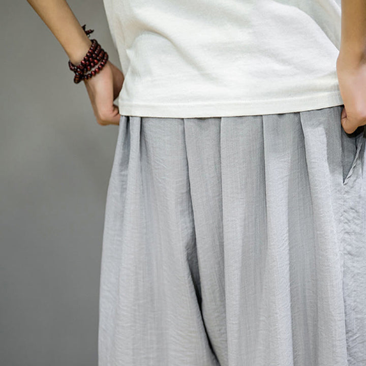 Buddha Stones Summer Plain Drawstring Men's Ankle-Length Cotton Harem Pants With Pockets - image 19