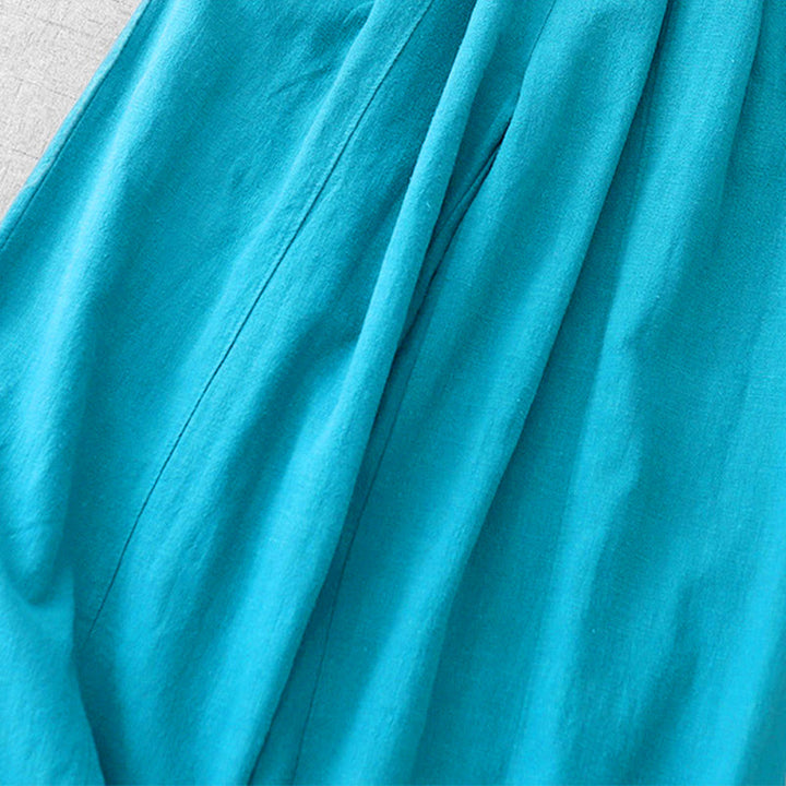 Buddha Stones Casual Plain 7-8 Length Women's Cotton Linen Harem Pants With Pockets - image 16