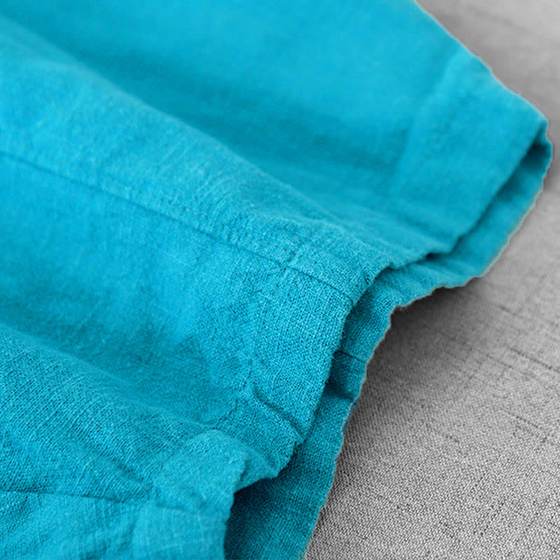 Buddha Stones Casual Plain 7-8 Length Women's Cotton Linen Harem Pants With Pockets - image 14