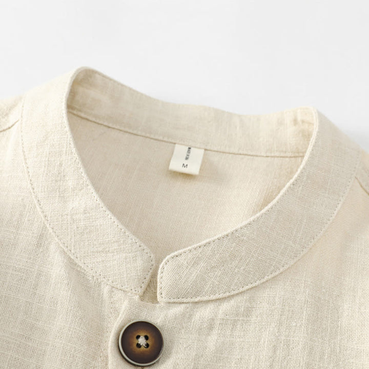 Buddha Stones Men's Button Ramie Linen Cotton Fleece Lined Jacket Shirt With Pockets - image 34