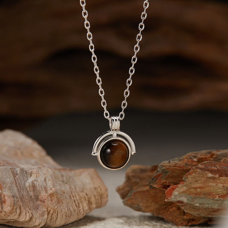 Buddha Stones Red Agate Tiger Eye Aquamarine Moonstone 925 Sterling Silver Confidence Necklace Pendant - Tiger Eye - Silvery - image 8