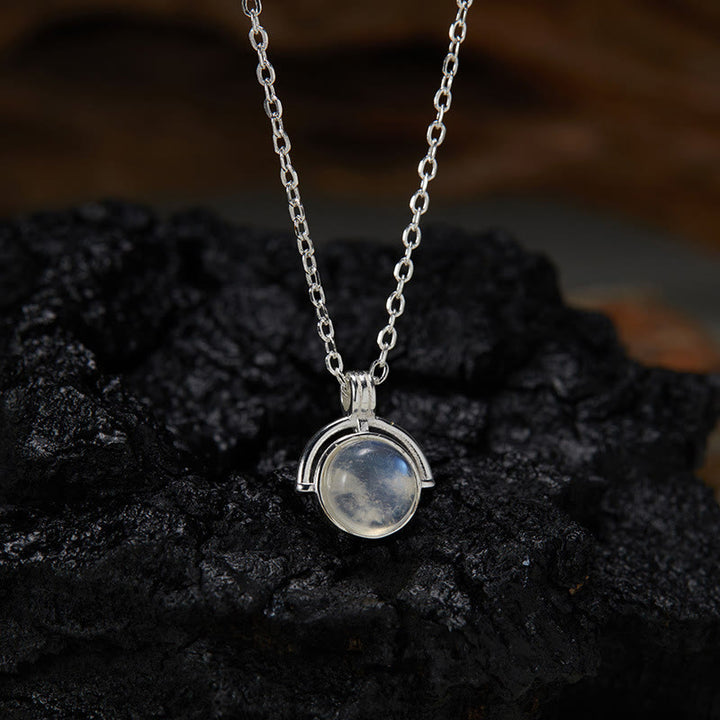 Buddha Stones Red Agate Tiger Eye Aquamarine Moonstone 925 Sterling Silver Confidence Necklace Pendant - Moonstone - Silvery - image 14