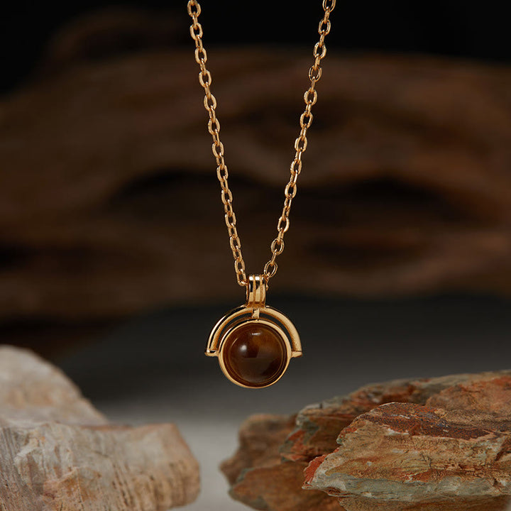 Buddha Stones Red Agate Tiger Eye Aquamarine Moonstone 925 Sterling Silver Confidence Necklace Pendant - Tiger Eye - Golden - image 7