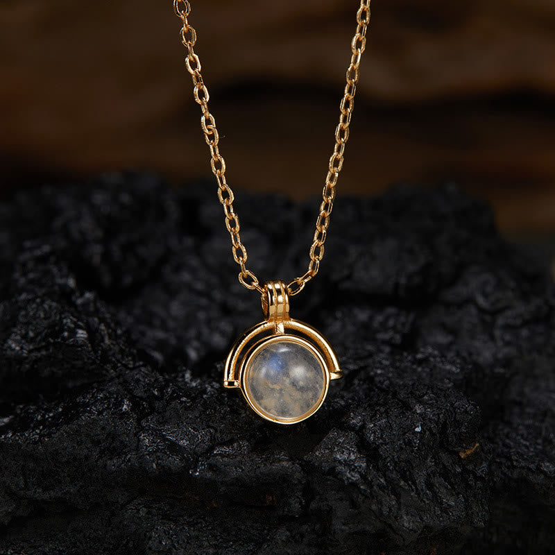 Buddha Stones Red Agate Tiger Eye Aquamarine Moonstone 925 Sterling Silver Confidence Necklace Pendant - Moonstone - Golden - image 13
