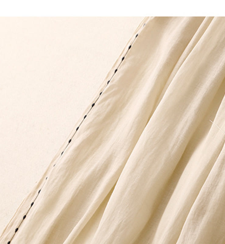 Buddha Stones Commute Solid Color Embroidery Drawstring Women's Wide Leg Ankle-Length Pants With Pockets - image 5