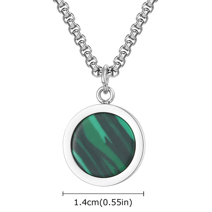 Buddha Stones Natural Stone Turquoise Tiger Eye  Lazurite Malachite Titanium Steel Purification Necklace Pendant - image 25
