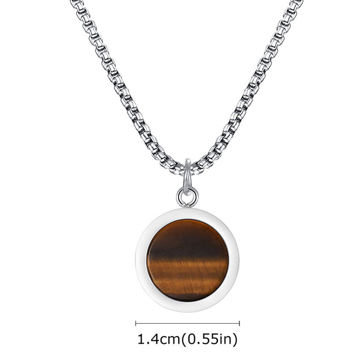 Buddha Stones Natural Stone Turquoise Tiger Eye  Lazurite Malachite Titanium Steel Purification Necklace Pendant - image 8