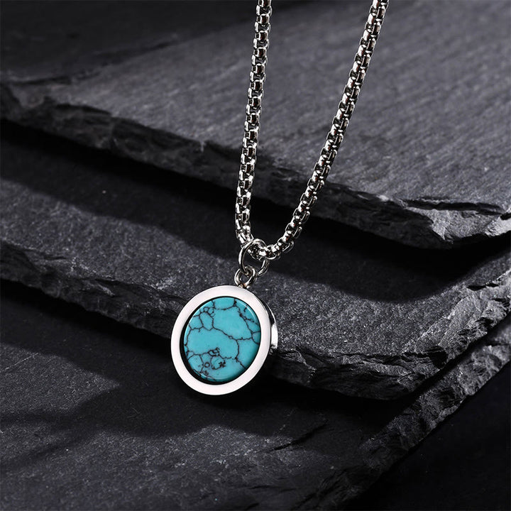 Buddha Stones Natural Stone Turquoise Tiger Eye  Lazurite Malachite Titanium Steel Purification Necklace Pendant - image 13