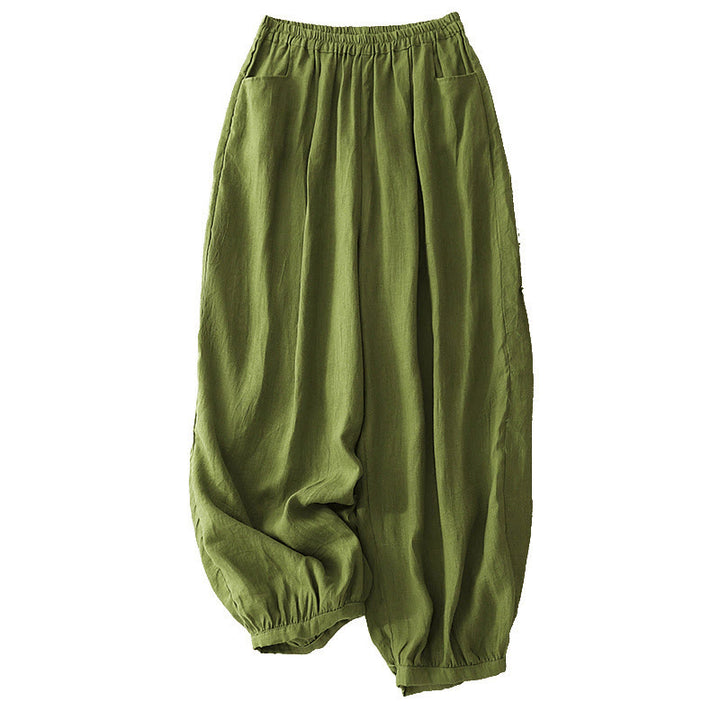 Buddha Stones Summer Commute Pure Color Women's Cotton Ankle-Length Pants With Pockets - image 17