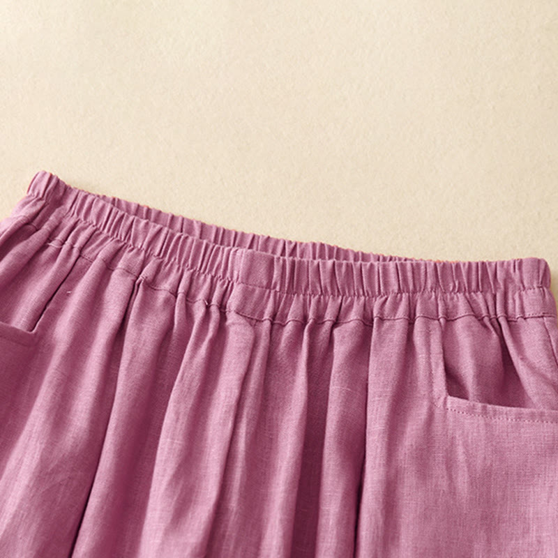 Buddha Stones Summer Commute Pure Color Women's Cotton Ankle-Length Pants With Pockets - image 2