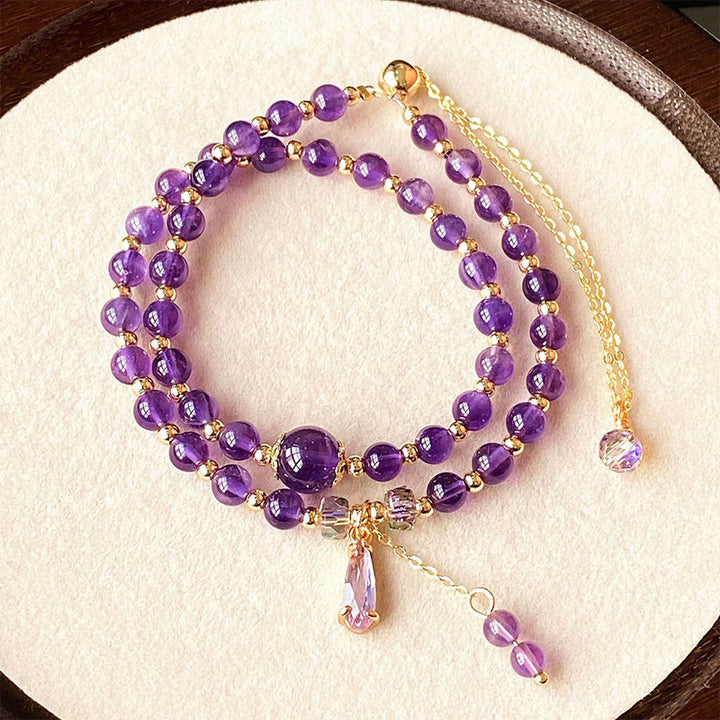 Buddha Stones Natural Amethyst Beads Balance Multi-layer Bracelet - image 3