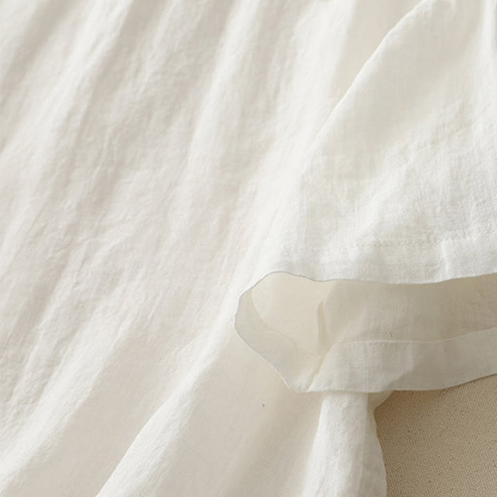 Buddha Stones Plain Threaded Crew Neck Design Women's Polyester Short Sleeves Shirt - image 6