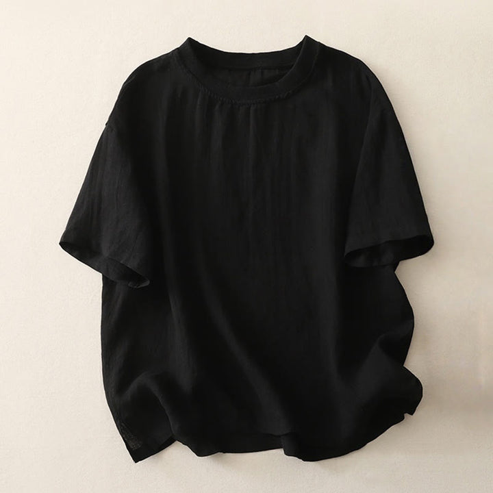 Buddha Stones Plain Threaded Crew Neck Design Women's Short Sleeves Shirt - Black - US14，UK/AU18，EU46 (2XL) - image 8