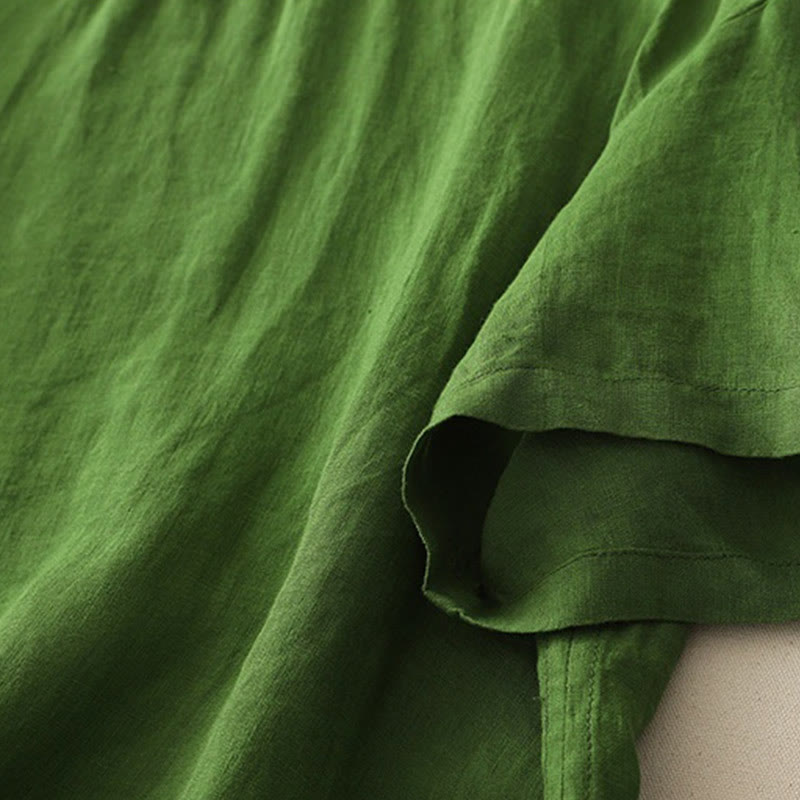 Buddha Stones Plain Threaded Crew Neck Design Women's Polyester Short Sleeves Shirt - image 19