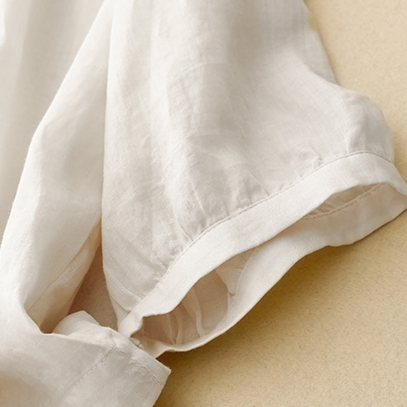 Buddha Stones Plain Button Crew Neck Design Women's  blend Three Quarter Sleeve Shirt - image 15