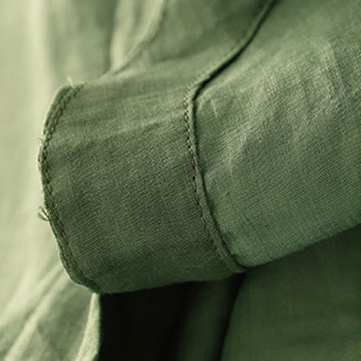 Buddha Stones Plain Button Crew Neck Design Women's  blend Three Quarter Sleeve Shirt - image 27