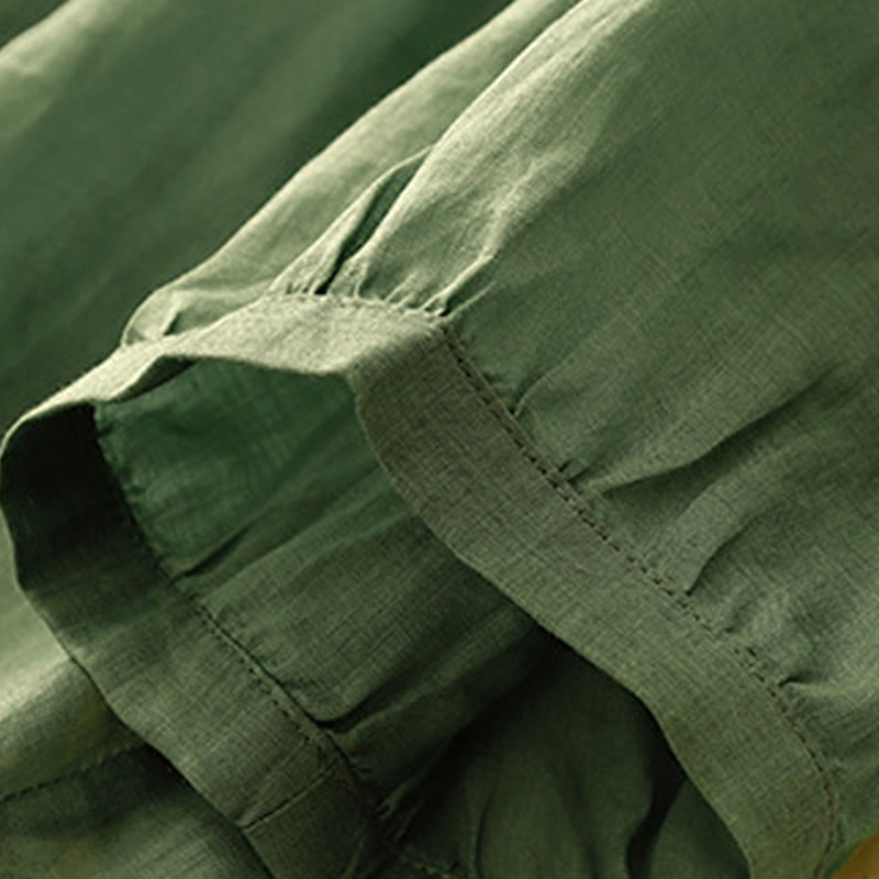 Buddha Stones Plain Button Crew Neck Design Women's  blend Three Quarter Sleeve Shirt - image 24