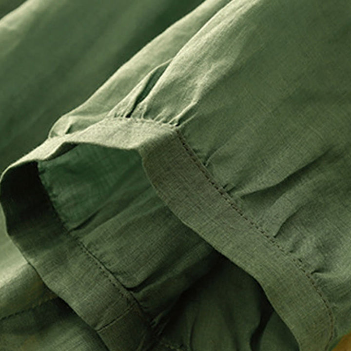 Buddha Stones Plain Button Crew Neck Design Women's  blend Three Quarter Sleeve Shirt - image 24