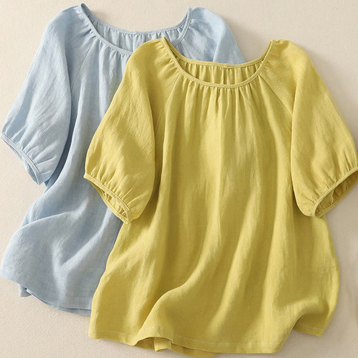 Buddha Stones Casual Summer Plain Crew Neck Cotton Women's Short Sleeve T-Shirt - image 11