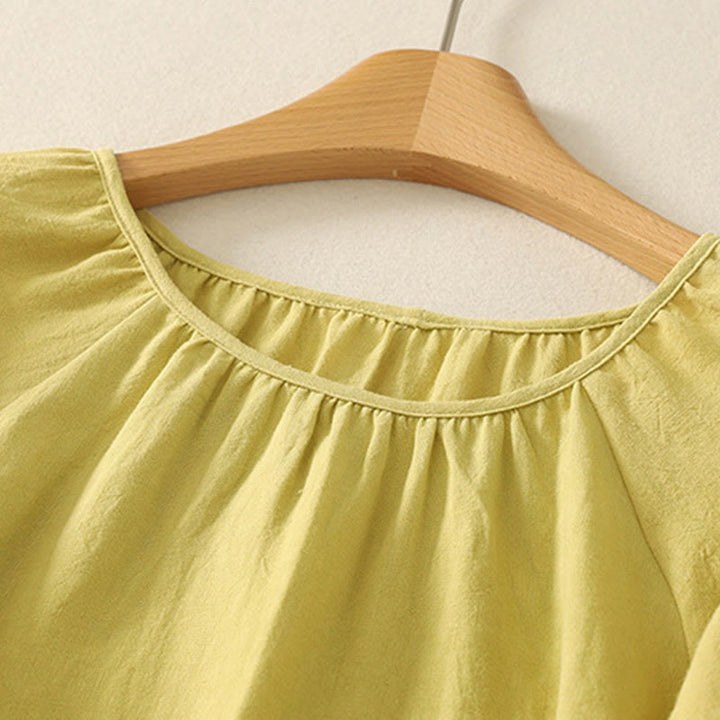 Buddha Stones Casual Summer Plain Crew Neck Cotton Women's Short Sleeve T-Shirt - image 5