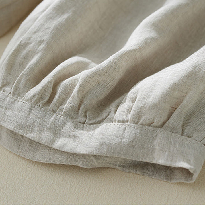 Buddha Stones Commute Pure Color High Waist Women's Cotton Linen Harem Cropped Pants With Pockets - image 14