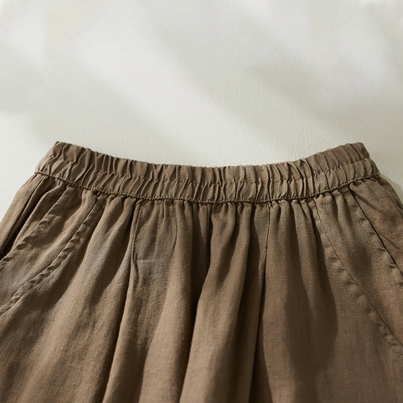 Buddha Stones Commute Pure Color High Waist Women's Harem Pants With Pockets - image 1