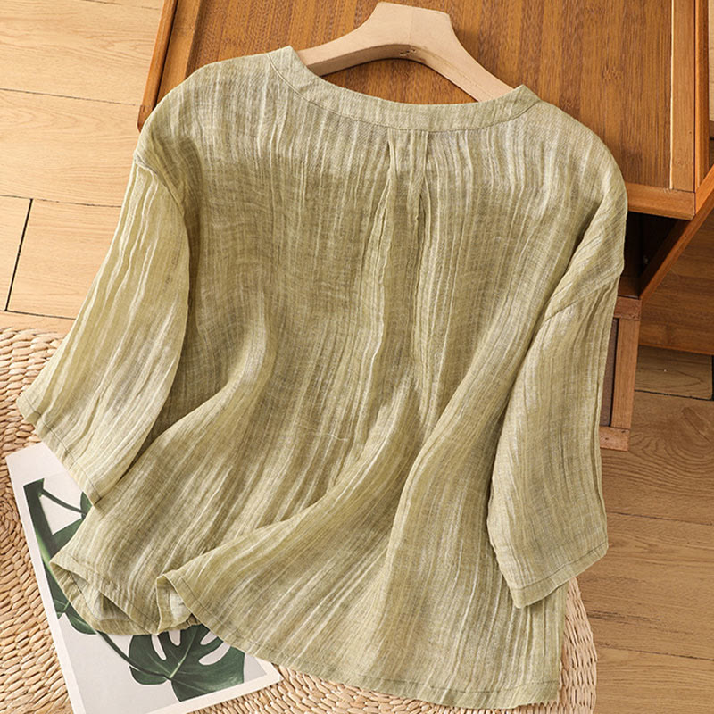 Buddha Stones Casual Summer Plain Crew Neck Women's Three Quarter Sleeve T-Shirt - image 1