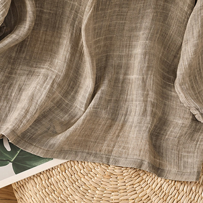 Buddha Stones Casual Summer Plain Crew Neck Women's  Cotton Linen Three Quarter Sleeve T-Shirt - image 22