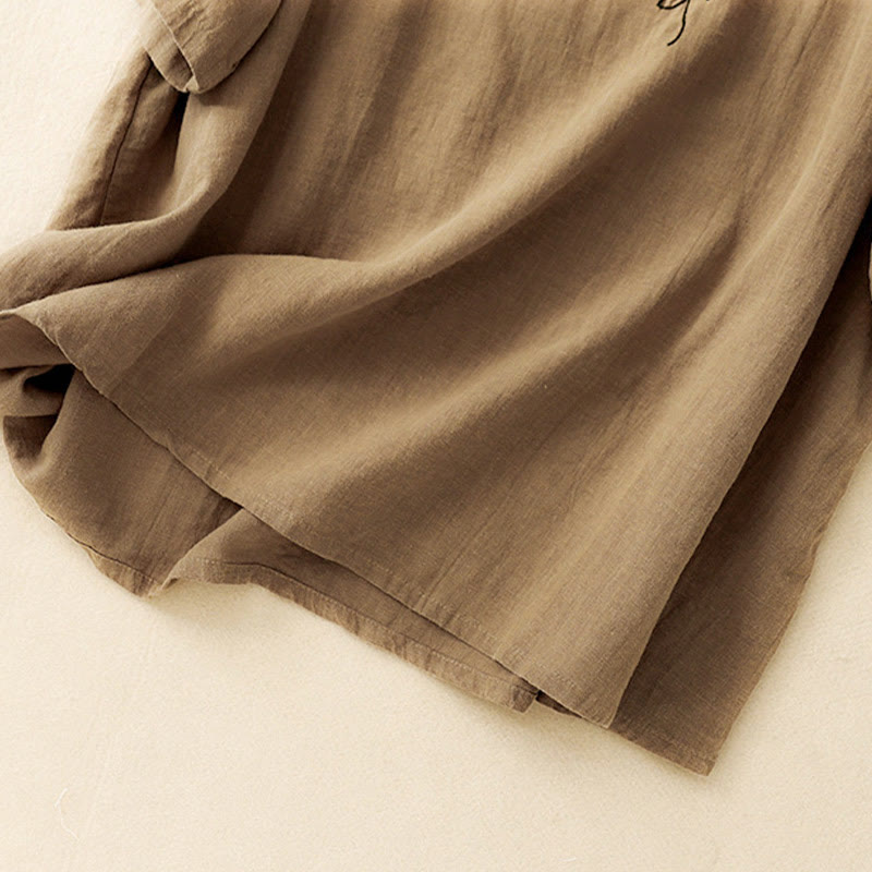 Buddha Stones Casual Summer Embroidered Crew Neck Women's  Cotton Short Sleeve T-shirt - image 3