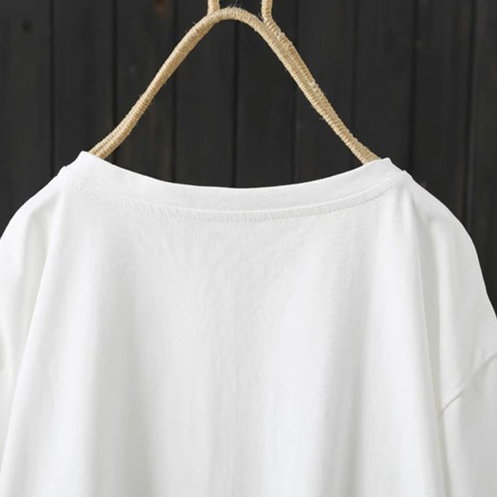 Buddha Stones Casual Loose Summer Plain Crew Neck Women's  Cotton Short Sleeve T-shirt - image 4