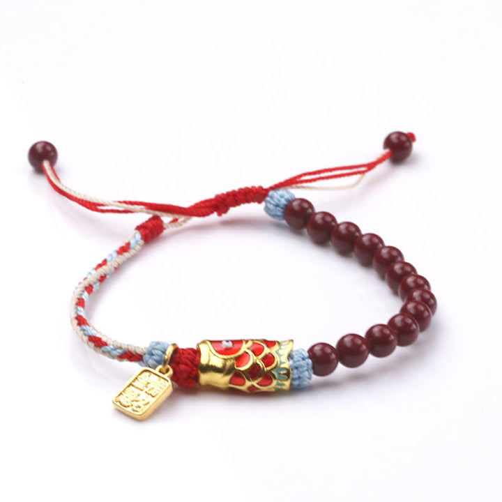 Buddha Stones Cinnabar Beads Lucky Koi Fish Blessing Bracelet - image 9