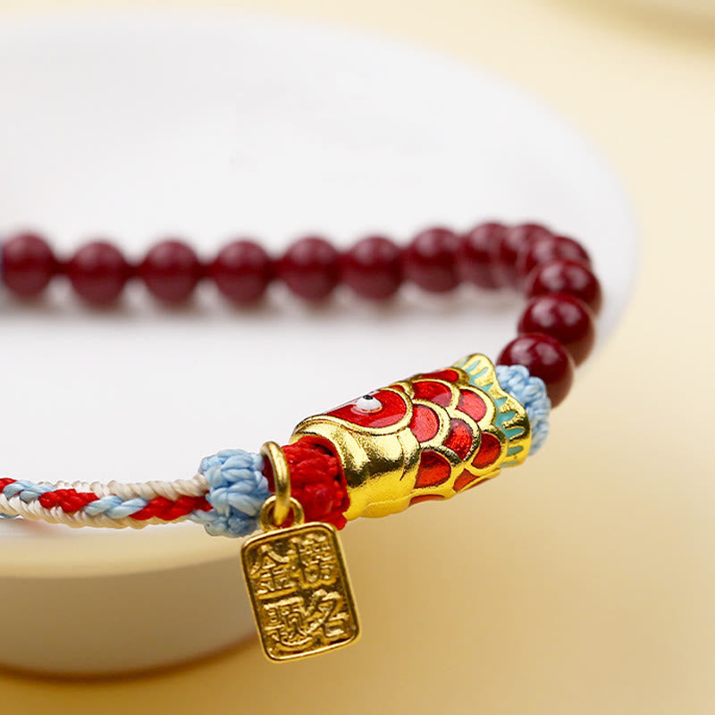 Buddha Stones Cinnabar Beads Lucky Koi Fish Blessing Bracelet - image 8