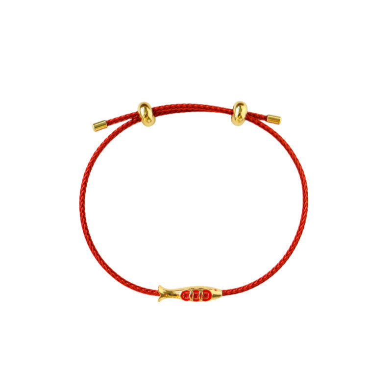 Buddha Stones Brass Koi Fish Red String Wealth Bracelet - image 6