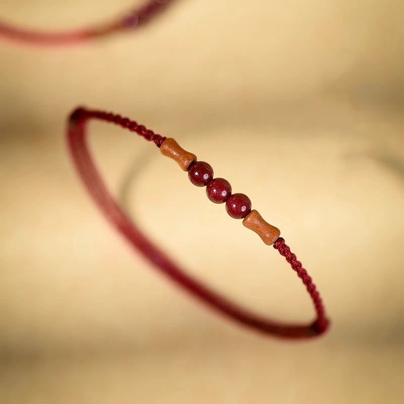 Buddha Stones Cinnabar Beads Peach Wood Blessing String Bracelet - image 12