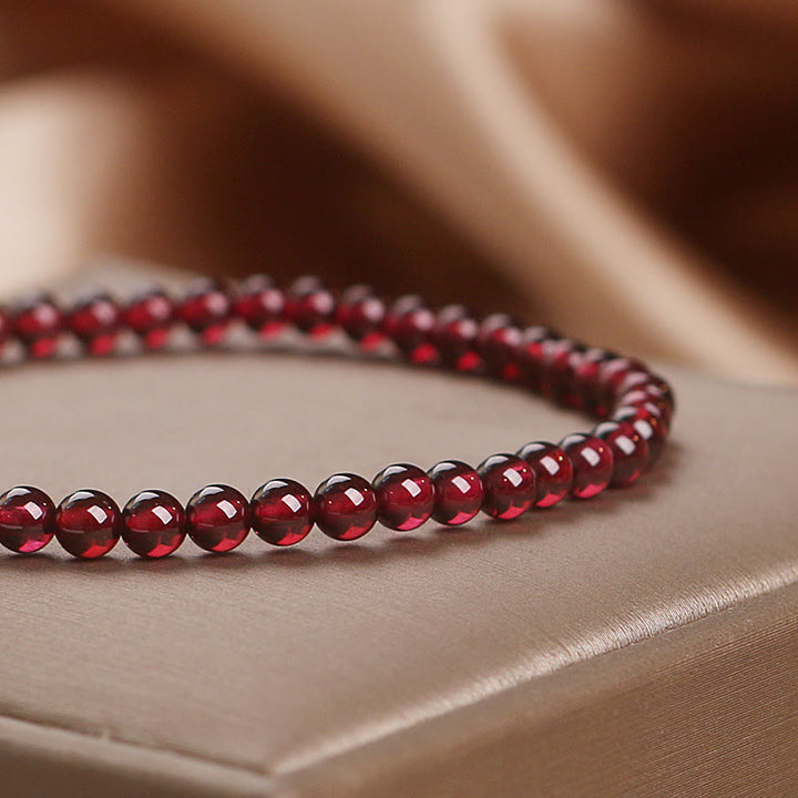 Buddha Stones Natural 4mm Garnet Beads Flower Passion Bracelet - image 9