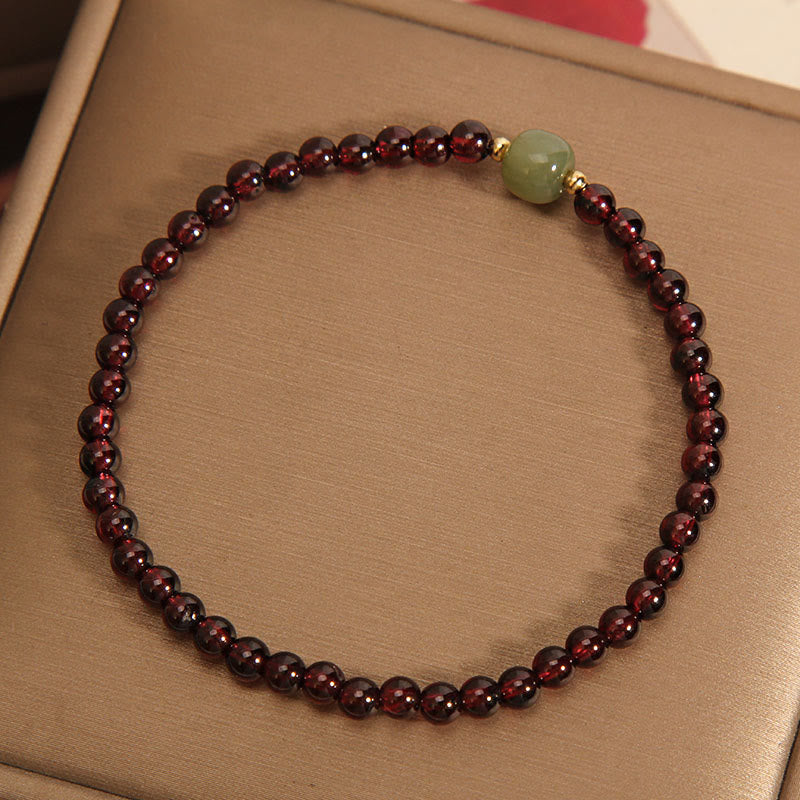 Buddha Stones Natural 3mm Ultra-thin Garnet Hetian Jade Beads Stability Bracelet - image 2