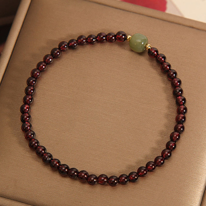 Buddha Stones Natural 3mm Ultra-thin Garnet Hetian Jade Beads Stability Bracelet - image 2