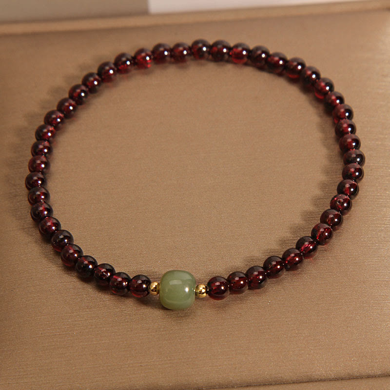 Buddha Stones Natural 3mm Ultra-thin Garnet Hetian Jade Beads Stability Bracelet - image 1
