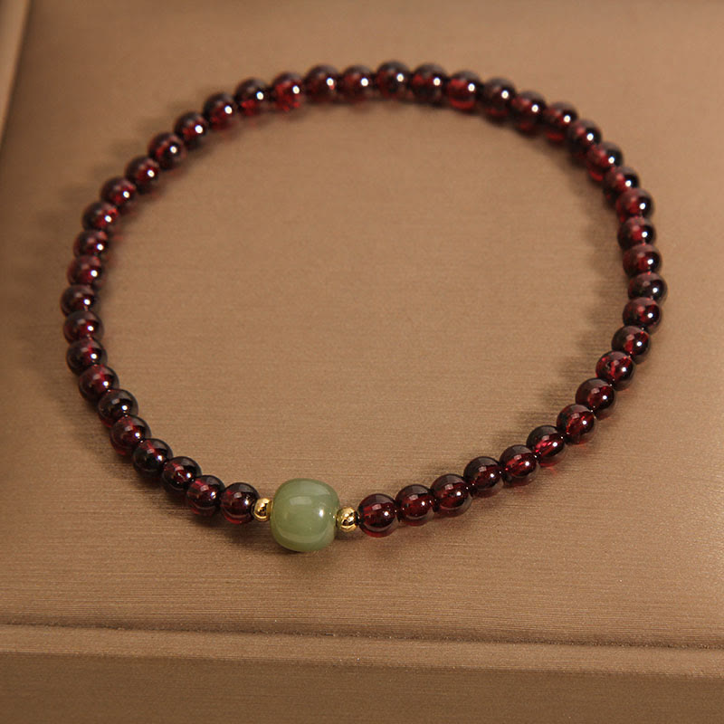 Buddha Stones Natural 3mm Ultra-thin Garnet Hetian Jade Beads Stability Bracelet - image 5