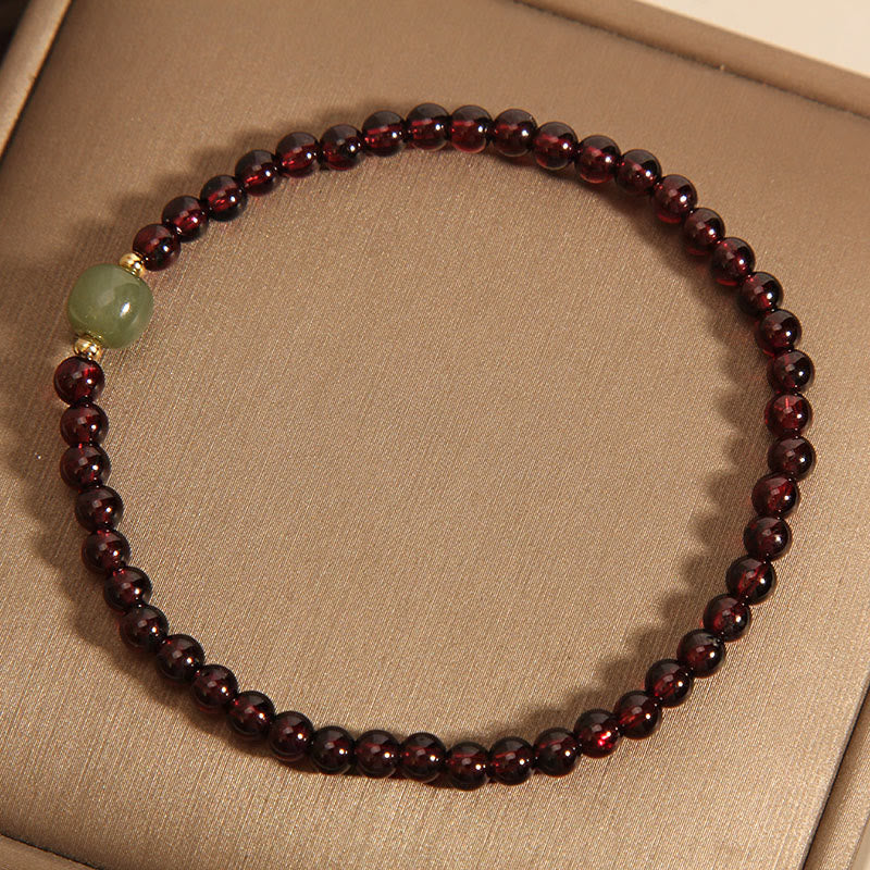 Buddha Stones Natural 3mm Ultra-thin Garnet Hetian Jade Beads Stability Bracelet - image 4