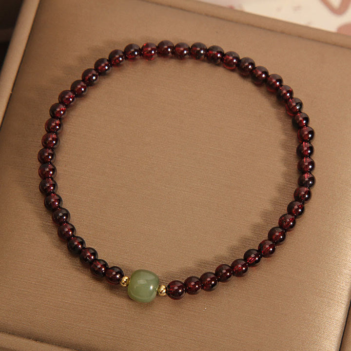 Buddha Stones Natural 3mm Ultra-thin Garnet Hetian Jade Beads Stability Bracelet - image 3