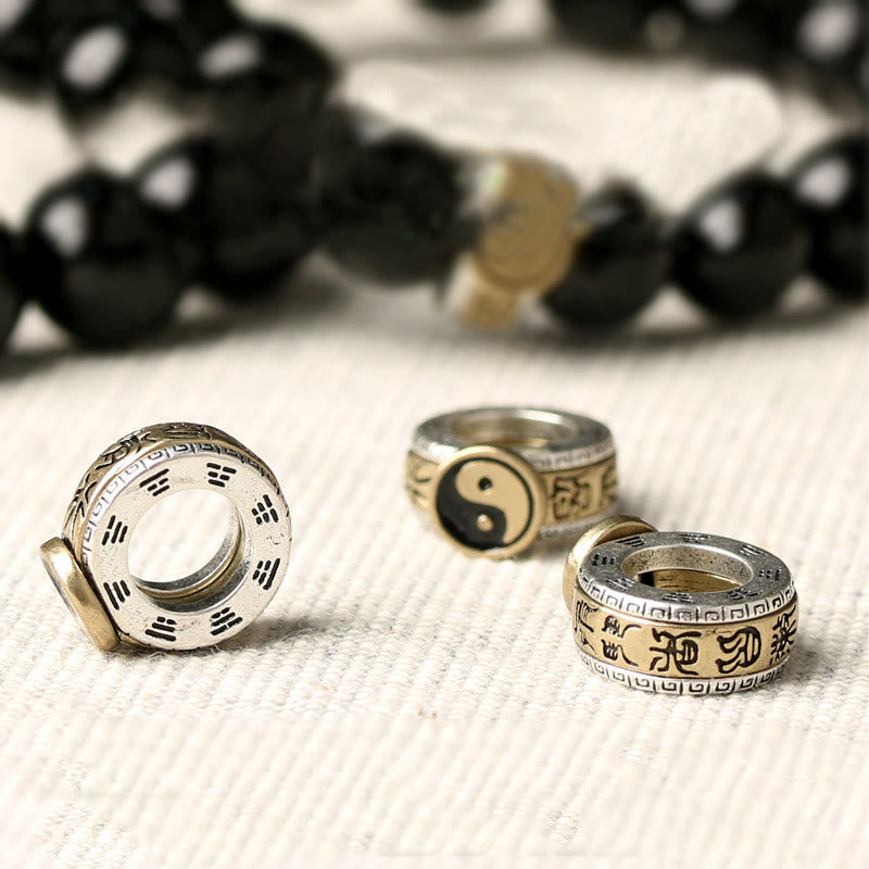 Buddha Stones Black Obsidian Yin Yang Nine-Character Mantra Fulfilment Bracelet - image 8
