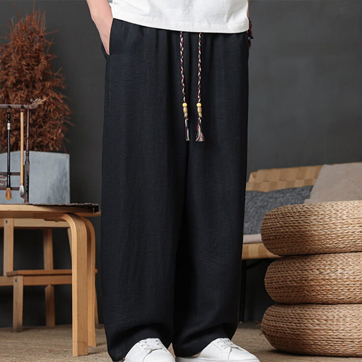 Buddha Stones Casual Plain Color Drawstring Design Men's Pants With Pockets - Black - US/UK/AU46，EU56 (5XL) - image 31